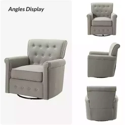 Sale Kirklands Home Tufted Swivel Armchair Gray
