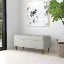 Clearance Kirklands Home Tufted Upholstered Storage Bench Gray