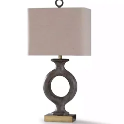 Discount Kirklands Home Gray Tweed Open Hoop Table Lamp Tan