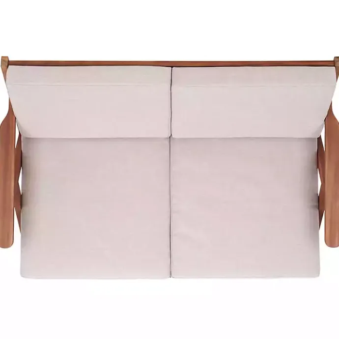 Kirklands Home Upholstered Acacia Wood Outdoor Loveseat Gray
