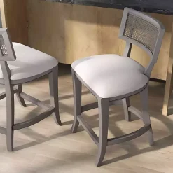 Kirklands Home Gray Upholstered Farmhouse Counter Stool