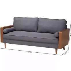 Best Kirklands Home Upholstered Harley Walnut Sofa Gray
