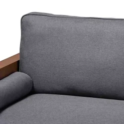 Best Kirklands Home Upholstered Harley Walnut Sofa Gray