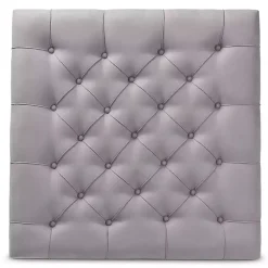 Outlet Kirklands Home Upholstered Linen Tufted Ottoman with Shelf Gray