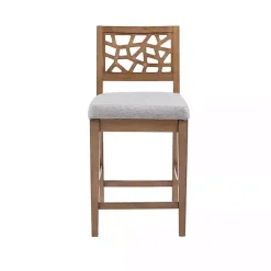 New Kirklands Home Upholstered Oak Crackle Counter Stool Gray
