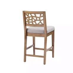 New Kirklands Home Upholstered Oak Crackle Counter Stool Gray