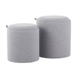 Outlet Kirklands Home Upholstered Ottomans with Tray Tops, Set of 2 Gray