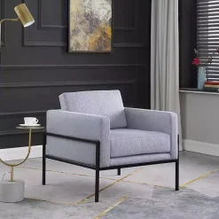Discount Kirklands Home Upholstered Square Accent Chair Gray