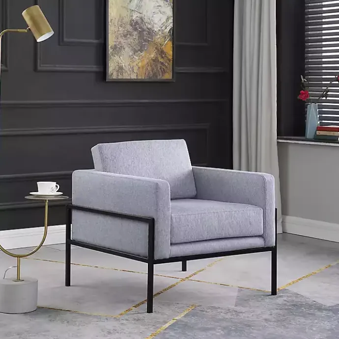 Discount Kirklands Home Upholstered Square Accent Chair Gray