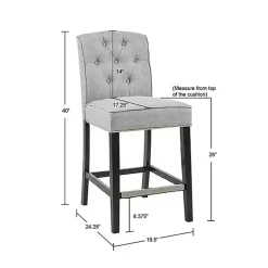 Sale Kirklands Home Upholstered Tufted Button Back Counter Stool Gray