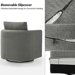 Clearance Kirklands Home Upholstered Vasser Slipcover Swivel Chair Gray