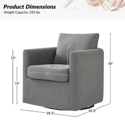 Clearance Kirklands Home Upholstered Vasser Slipcover Swivel Chair Gray
