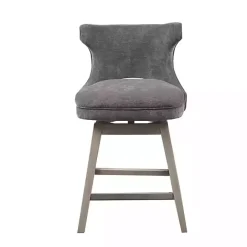Kirklands Home Upholstered Wood Swivel Counter Stool Gray