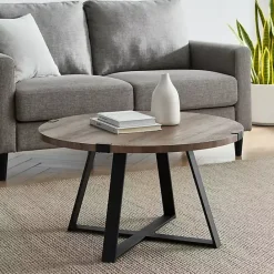 New Kirklands Home Urban Rustic Round Coffee Table Gray