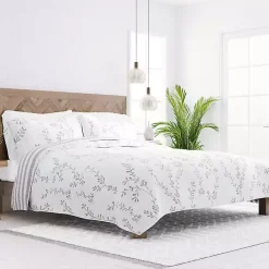 New Kirklands Home Gray Vines Reversible 3-pc. Queen Quilt Set