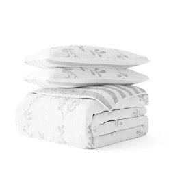 New Kirklands Home Gray Vines Reversible 3-pc. Queen Quilt Set