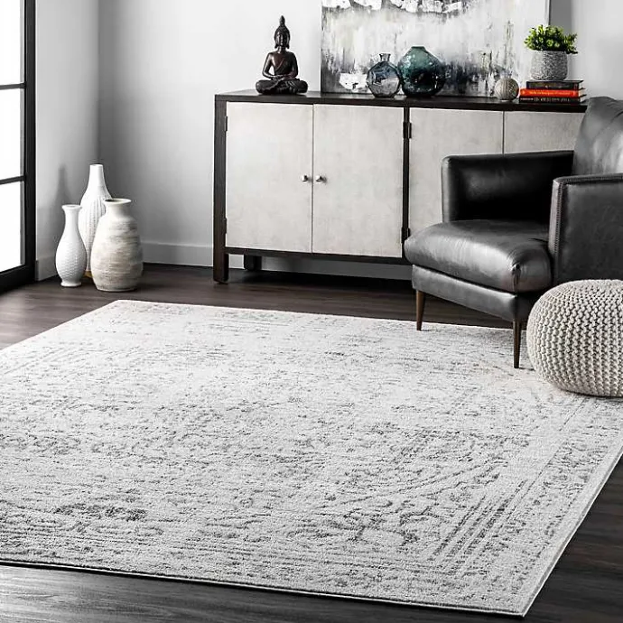 New Kirklands Home Gray Vintage Distressed Area Rug, 10x14
