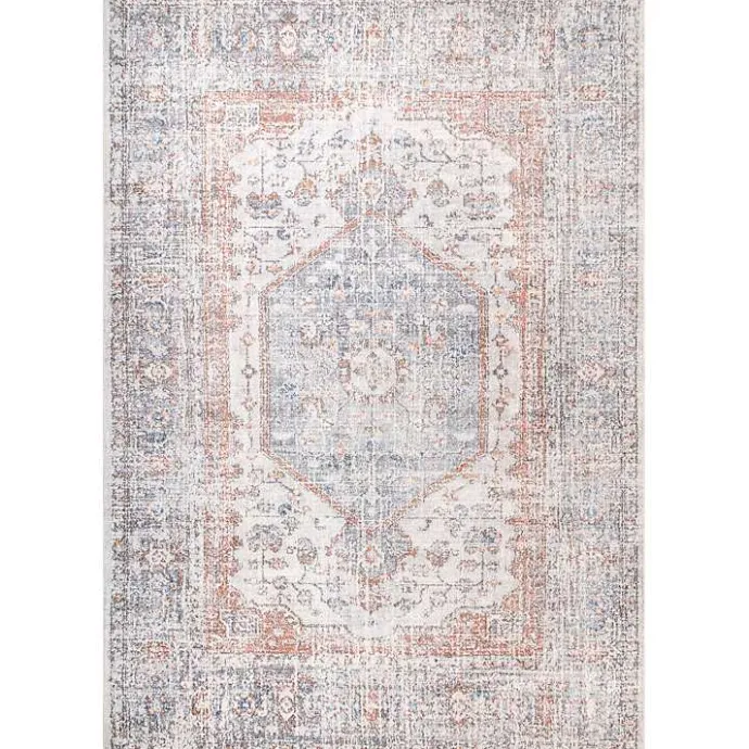 Kirklands Home Vintage Floral Washable Area Rug, 8x10 Gray