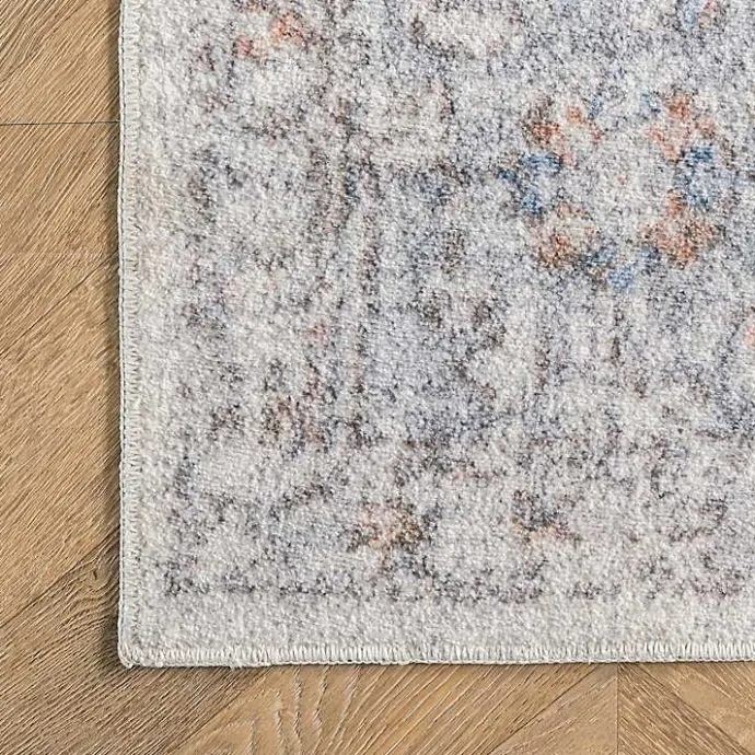 Kirklands Home Vintage Floral Washable Area Rug, 8x10 Gray