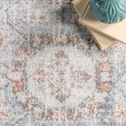 Kirklands Home Vintage Floral Washable Area Rug, 8x10 Gray