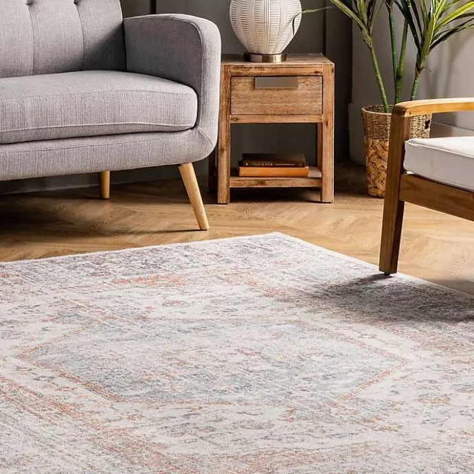 Kirklands Home Vintage Floral Washable Area Rug, 8x10 Gray