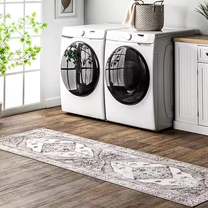 Outlet Kirklands Home Gray Vintage Medallion Washable Runner