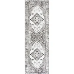 Outlet Kirklands Home Gray Vintage Medallion Washable Runner