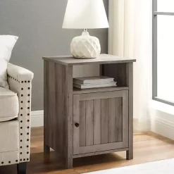 Best Kirklands Home Wash Grooved Door Side Table Gray