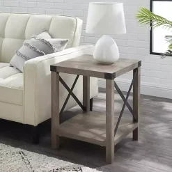 Best Kirklands Home Wash Industrial X-Frame Accent Table Gray