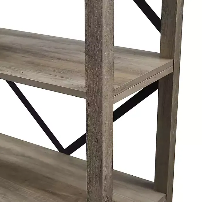 Outlet Kirklands Home Wash Metal X Frame Back Bookshelf Gray