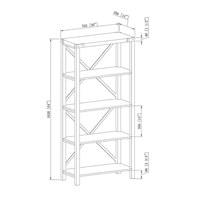 Outlet Kirklands Home Wash Metal X Frame Back Bookshelf Gray
