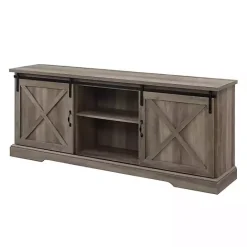 Best Kirklands Home Wash Sliding Barn Door TV Stand Gray