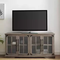 Hot Kirklands Home Wash Window 4-Door TV Stand Gray