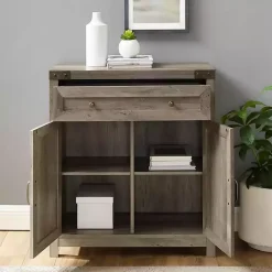 Clearance Kirklands Home Wash Wooden and Metal Barn Door Cabinet Gray