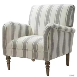 New Kirklands Home Gray White Carved Slope Stripe Accent Chair