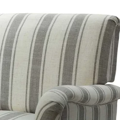 New Kirklands Home Gray White Carved Slope Stripe Accent Chair