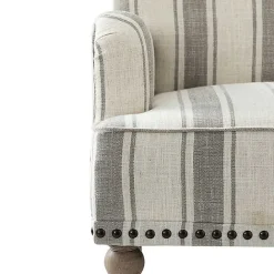 Sale Kirklands Home Gray White Stripe Upholstered Accent Chair