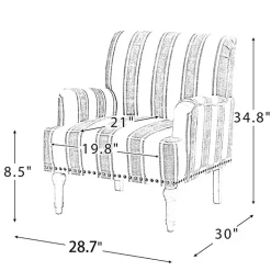 Sale Kirklands Home Gray White Stripe Upholstered Accent Chair