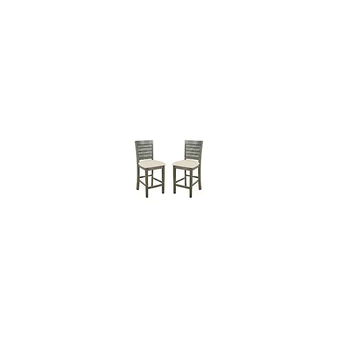 New Kirklands Home Gray Wilbur Cane Back Counter Stools, Set of 2
