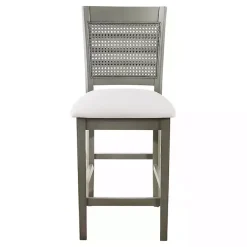 New Kirklands Home Gray Wilbur Cane Back Counter Stools, Set of 2