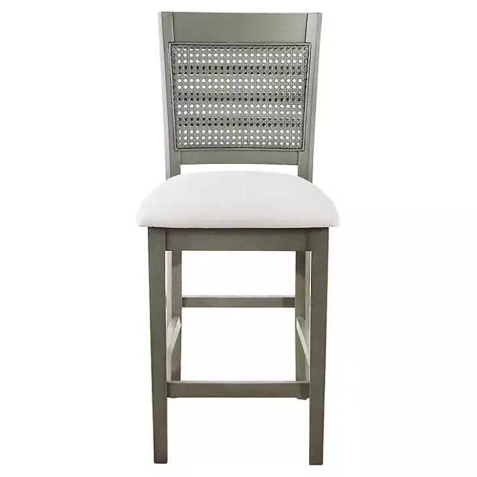 New Kirklands Home Gray Wilbur Cane Back Counter Stools, Set of 2