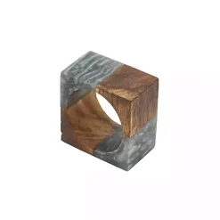Discount Kirklands Home Gray Wood and Resin Square Napkin Rings, Set of 4