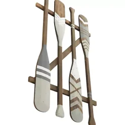 Outlet Kirklands Home Gray Wood Arrow and Striped Paddle Wall Plaque
