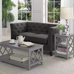 Best Kirklands Home Wood Diamond 2-Tier Accent Table Gray