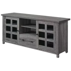 New Kirklands Home Wood 2-Door Windowpane Media Cabinet Gray