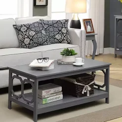 Hot Kirklands Home Wood Geometric Sides Coffee Table Gray