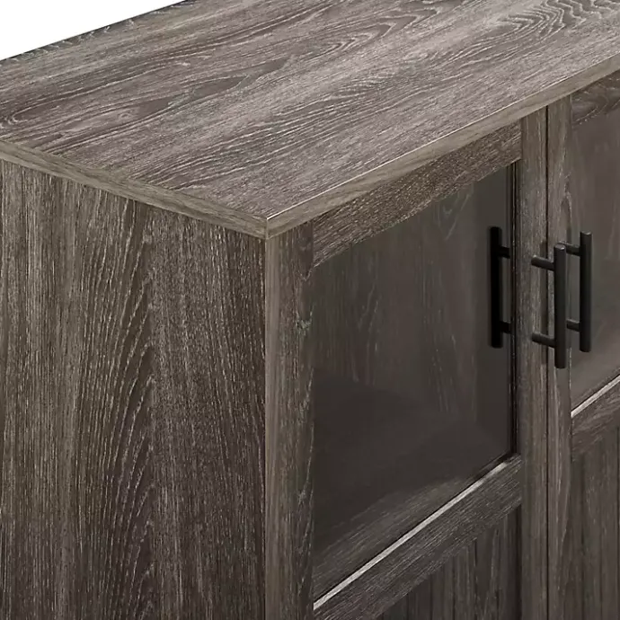 New Kirklands Home Wood Glass Windows Storage Cabinet Gray