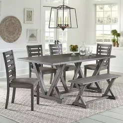 Hot Kirklands Home Wood Harbor Dining Bench Gray