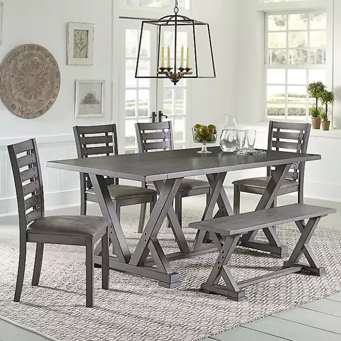 Hot Kirklands Home Wood Harbor Dining Bench Gray