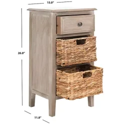Online Kirklands Home Wood Side Table with Baskets Gray
